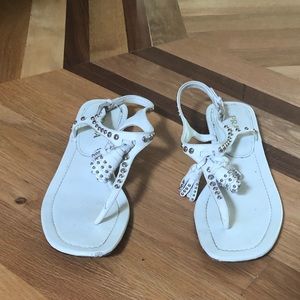 Prada white sandals with tassels